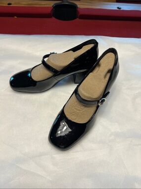 Rockport Black Patent Mary Jane Heels with Ankle Strap